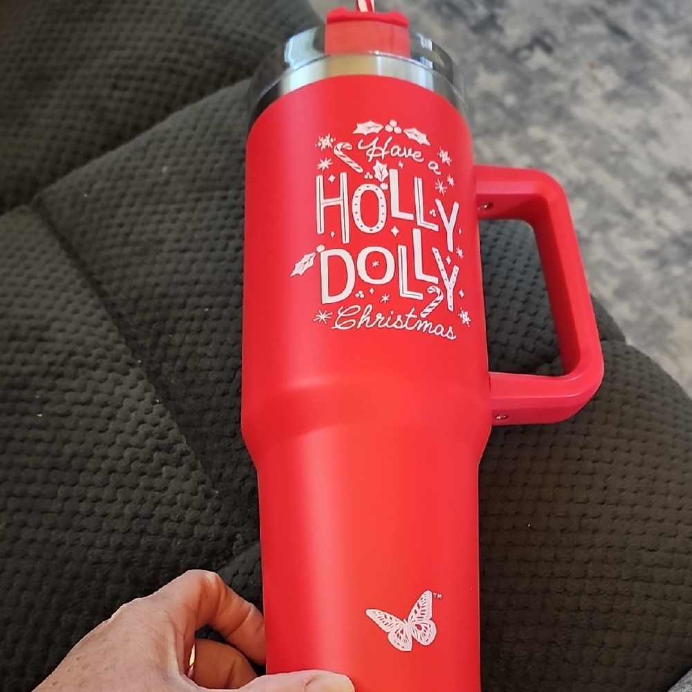 Red Holiday Tumbler with Handle